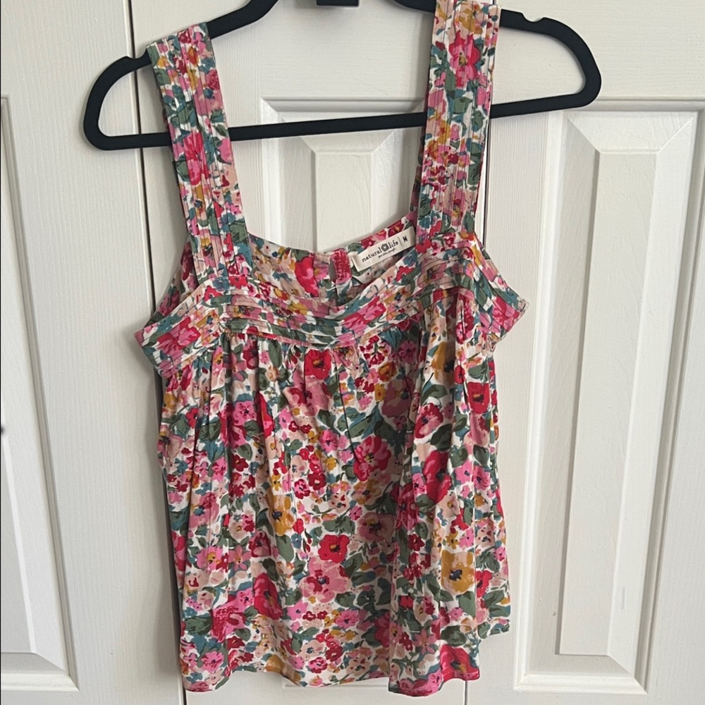 NWOT Natural Life Floral Square-Neck Tank Women’s Medium